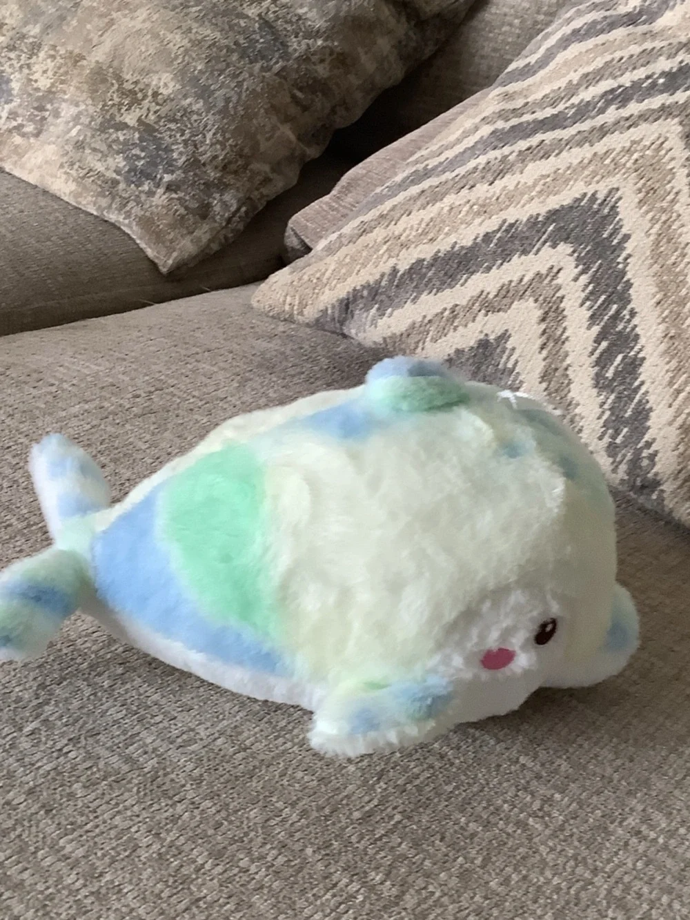 Plush Small Pet Toy - Pastel Multicolor Soft Dolphin - Picture 3 of 4
